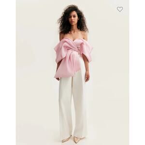 Commense Pink Off Shouldet Blouse With Meringue Flounces Size XL